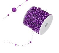M METERXITY 66 Yards Pearl Beaded Chain Trim 3-8mm Pearl Beads Beaded Garland Artificial Pearls String Beads Chain for DIY Crafts/Bouquet/Christmas/Wedding/Party [Purple]