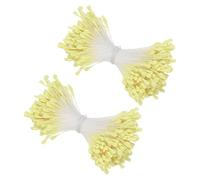 M METERXITY 680-Pack Artificial Flower Stamen Kit, 2mm Mini Double Heads Flower Stamens Pistil, Stamens for Flower Making/Craft DIY Wreaths/Wedding Floral Arrangements [Light Yellow]