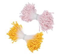 M METERXITY 680-Pack Artificial Flower Stamen Kit, 3mm Mini Double Heads Flower Stamens Pistil, Stamens for Flower Making/Craft DIY Wreaths/Wedding Floral Arrangements [Pink Orange]