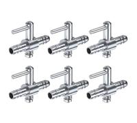 M METERXITY 6PCS Aquarium Air Valve, 1/5" ID Bright Silver Straight Way Fish Tank Air Flow Control Lever Pump Copper Nickel Plated Airline Valve for Air Pump/Air Transfer System