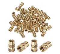 M METERXITY 70-Pack Threaded Inserts, M4 x 10mm x 6mm Brass Female Knurled Metric Nuts Brass Heat Set Insert Embedment Nuts for Plastic/DIY 3D Printing Components