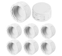 M METERXITY 8-Pack 1 Inch PVC Pipe End Cap Plug Adapter, Female Thread Water End Cap Connector for Outside Lawn/Yard/Watering Irrigation Systems, Inner Teeth End Pipe Plugs [White]