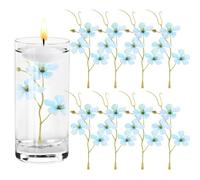 M METERXITY 8-Pack Artificial Orchid Flowers 6.7 Inch Faux Silk Pea Flowers Real Touch Blue Green Fake Blossom Pea Stems for Floating Candle/Home/Wedding/Christmas/Party