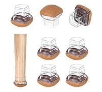 M METERXITY 8-Pack Chair Leg Floor Protectors, 0.55"-0.75" Silicone Cups Square Felt Furniture Pads for Chairs/Tables in Hardwood Floors/Tile Floors, Chair Leg Covers [Transparent Brown]
