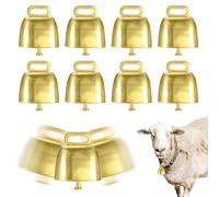 M METERXITY 8-Pack Cow Horse Sheep Grazing Copper Bells, 0.5" Inner Diameter Hole Cattle Goat Farm Loud Bronze Bell for Cow/Horse/Sheep/Cats/Small Pets Anti-Theft Accessories [Golden]