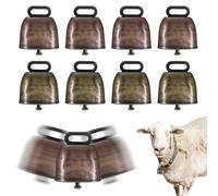 M METERXITY 8-Pack Cow Horse Sheep Grazing Copper Bells, 0.5" Inner Diameter Hole Cattle Goat Farm Loud Bronze Bell for Cow/Horse/Small Pets Anti-Theft Accessories [Bronze/Red Copper]