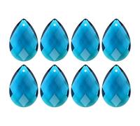 M METERXITY 8-Pack Crystal Grid Prisms, 38mm/1.5 Inch Chandelier Pendant Maker Hanging Crystals Chandelier Prisms for Home/Windows/Garden/DIY Decoration[Peacock Blue]