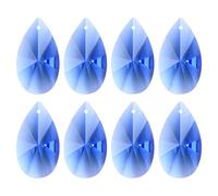 M METERXITY 8-Pack Crystal Pear Shaped Prisms, 38mm/1.5 Inch Chandelier Pendant Maker Hanging Crystals Chandelier Prisms for Home/Windows/Garden/DIY Decoration[Blue]