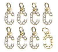 M METERXITY 8-Pack Full Rhinestone Letter, 2.5mm Slide Alphabet Letters C for DIY Name ID Bracelets/Necklace/Wristbands Pendants/Jewelry Making [Gold]