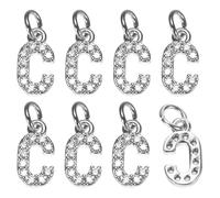 M METERXITY 8-Pack Full Rhinestone Letter, 2.5mm Slide Alphabet Letters C for DIY Name ID Bracelets/Necklace/Wristbands Pendants/Jewelry Making [White Gold]