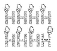 M METERXITY 8-Pack Full Rhinestone Letter, 2.5mm Slide Alphabet Letters H for DIY Name ID Bracelets/Necklace/Wristbands Pendants/Jewelry Making [White Gold]
