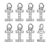 M METERXITY 8-Pack Full Rhinestone Letter, 2.5mm Slide Alphabet Letters I for DIY Name ID Bracelets/Necklace/Wristbands Pendants/Jewelry Making [White Gold]