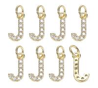 M METERXITY 8-Pack Full Rhinestone Letter, 2.5mm Slide Alphabet Letters J for DIY Name ID Bracelets/Necklace/Wristbands Pendants/Jewelry Making [Gold]