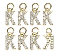 M METERXITY 8-Pack Full Rhinestone Letter, 2.5mm Slide Alphabet Letters K for DIY Name ID Bracelets/Necklace/Wristbands Pendants/Jewelry Making [Gold]