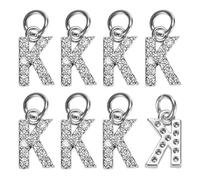 M METERXITY 8-Pack Full Rhinestone Letter, 2.5mm Slide Alphabet Letters K for DIY Name ID Bracelets/Necklace/Wristbands Pendants/Jewelry Making [White Gold]