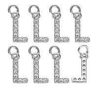 M METERXITY 8-Pack Full Rhinestone Letter, 2.5mm Slide Alphabet Letters l for DIY Name ID Bracelets/Necklace/Wristbands Pendants/Jewelry Making [White Gold]