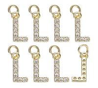 M METERXITY 8-Pack Full Rhinestone Letter, 2.5mm Slide Alphabet Letters l for DIY Name ID Bracelets/Necklace/Wristbands Pendants/Jewelry Making [Gold]