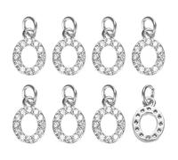 M METERXITY 8-Pack Full Rhinestone Letter, 2.5mm Slide Alphabet Letters O for DIY Name ID Bracelets/Necklace/Wristbands Pendants/Jewelry Making [White Gold]