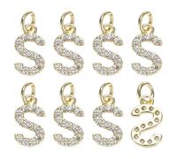 M METERXITY 8-Pack Full Rhinestone Letter, 2.5mm Slide Alphabet Letters S for DIY Name ID Bracelets/Necklace/Wristbands Pendants/Jewelry Making [Gold]