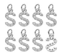 M METERXITY 8-Pack Full Rhinestone Letter, 2.5mm Slide Alphabet Letters S for DIY Name ID Bracelets/Necklace/Wristbands Pendants/Jewelry Making [White Gold]