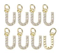 M METERXITY 8-Pack Full Rhinestone Letter, 2.5mm Slide Alphabet Letters U for DIY Name ID Bracelets/Necklace/Wristbands Pendants/Jewelry Making [Gold]