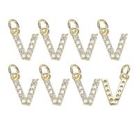 M METERXITY 8-Pack Full Rhinestone Letter, 2.5mm Slide Alphabet Letters V for DIY Name ID Bracelets/Necklace/Wristbands Pendants/Jewelry Making [Gold]