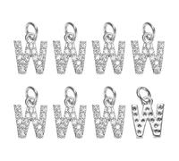 M METERXITY 8-Pack Full Rhinestone Letter, 2.5mm Slide Alphabet Letters W for DIY Name ID Bracelets/Necklace/Wristbands Pendants/Jewelry Making [White Gold]