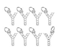 M METERXITY 8-Pack Full Rhinestone Letter, 2.5mm Slide Alphabet Letters Y for DIY Name ID Bracelets/Necklace/Wristbands Pendants/Jewelry Making [White Gold]