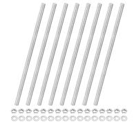 M METERXITY 8-Pack Fully Threaded Rod, M4x100mm 201 Stainless Steel Right Hand Thread Bar Studs with Hex Nuts and Washers for Furniture Anchor Bolts/Clamps/U-Bolts/Beaded Garden Stake Rods