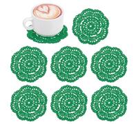 M METERXITY 8-Pack Handmade Crochet Coasters, 4Inch/10cm Round Cotton Placemats for Table/Cup/Bowl/Vase/Tea Trays/Home Decoration, Lace Doilies Place Mats [Christmas Green]