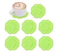 M METERXITY 8-Pack Handmade Crochet Coasters, 4Inch/10cm Round Cotton Placemats for Table/Cup/Bowl/Vase/Tea Trays/Home Decoration, Lace Doilies Place Mats [Fluorescent Green]