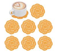 M METERXITY 8-Pack Handmade Crochet Coasters, 4Inch/10cm Round Cotton Placemats for Table/Cup/Bowl/Vase/Tea Trays/Home Decoration, Lace Doilies Place Mats [Apricot]