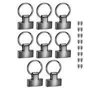 M METERXITY 8-Pack Key Fob Hardware, Wristlet Clasp with Split Key Rings Lanyard Fasteners for Car Keychain Strap/Bag Strap Connections/DIY Leather Crafts [Dark Gray]