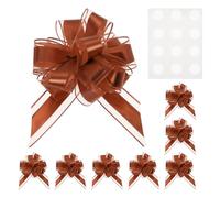 M METERXITY 8-Pack Large Pull Bows for Gift Wrapping, 8 x 6 Inches Big Bow for Present, Reusable Ribbon Bow for Wrapping Boxes/Decorative Accents/Birthday/Christmas[Brown]