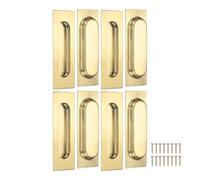 M METERXITY 8-Pack Recessed Finger Pulls, 4.72 Inch Inner Circle Stainless Steel Sliding Closet Door Handles for Barn Door, Rectangular Flush Pulls Handles [Gold Tone]