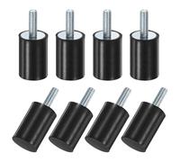 M METERXITY 8-Pack Rubber Mounts D20mmxH30mm Male Vibration Isolators Cylindrical Shock Absorber W M6 x 18mm Studs for Air Compressor/Car/Pump/Boat/Garage Motor/Bobbins Rubber Isolators