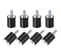 M METERXITY 8-Pack Rubber Mounts D25mmxH30mm Male/Female Vibration Isolators Cylindrical Shock Absorber W M8 x 20mm Studs for Air Compressor/Car/Pump/Boat/Garage Motor/Bobbins Rubber Isolators