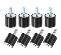 M METERXITY 8-Pack Rubber Mounts D30mmxH30mm Male/Female Vibration Isolators Cylindrical Shock Absorber W M8 x 23mm Studs for Air Compressor/Car/Pump/Boat/Garage Motor/Bobbins Rubber Isolators