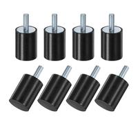 M METERXITY 8-Pack Rubber Mounts D30mmxH40mm Male Vibration Isolators Cylindrical Shock Absorber W M8 x 23mm Studs for Air Compressor/Car/Pump/Boat/Garage Motor/Bobbins Rubber Isolators