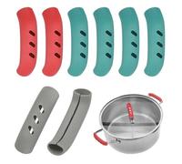 M METERXITY 8-Pack Silicone Assist Handle Holder Grip, Heat Resistant Non-Slip Pot Grip Handle Sleeve for Frying Cast Iron Skillet [2 Red, 4 Green, 2 Gray]