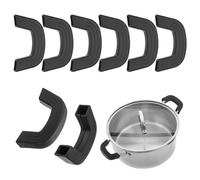 M METERXITY 8-Pack Silicone Pot Handle Covers, Heat Resistant Non-Slip Pot Holder Handle Sleeve for Skillet/Wok Cooking [9.1cm, Black]