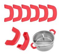 M METERXITY 8-Pack Silicone Pot Handle Covers, Heat Resistant Non-Slip Pot Holder Handle Sleeve for Skillet/Wok Cooking [9.1cm, Red]