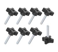M METERXITY 8-Pack Star Clamping Knobs, M6x35mm Male Thread Screw, Black | Hand Tightening, Machine Handle Replacement, for Machinery, Electronic, Furniture, Umbrella Base