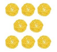 M METERXITY 8-Pack Wicker Rattan Balls 50mm/2 Inch Decorative Rattan Balls Orbs Vase Fillers Bowl Fillers for Christmas/Weddings/Thanksgiving/DIY Crafts/Home Decor [Yellow]