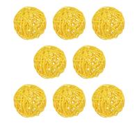 M METERXITY 8-Pack Wicker Rattan Balls 60mm/2.4 Inch Decorative Rattan Balls Orbs Vase Fillers Bowl Fillers for Christmas/Weddings/Thanksgiving/DIY Crafts/Home Decor [Yellow]