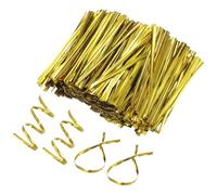 M METERXITY 800-Pack Metal Twist Ties, 8cm Metallic Twists Tie for Christmas/Party Decoration/Garden Plant/Gift Wrapping/Bread/Cake/Pops Candy Bags, Reusable Twisty-Ties [Gold]