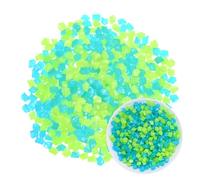 M METERXITY 850-Pack Glow in the Dark Rocks, 0.51" Resin Outdoor Garden Decorations Luminous Rhombus Stones for Garden Plants/Aquarium/Backyard Path, Aquarium Gravel [Blue, Green]