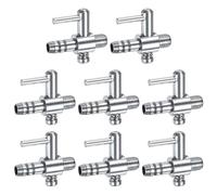 M METERXITY 8PCS Aquarium Air Valve, 4/25" ID Bright Silver Single Way Threaded Fish Tank Air Flow Control Lever Pump Copper Nickel Plated Airline Valve for Air Pump/Air Transfer System