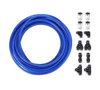 M METERXITY Air Hose Tubing Kit - PU Pneumatic Tube with Quick Connecter, High Pressure Resistance, Apply to Vacuum Systems (10M 6mm OD, Blue)