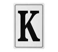 M METERXITY Aluminum Letter Sign K, 11.8 Inch House Numbers and Metal Letters, Parking Spot Letter Signs, Metal Letter Wall Decor for Garden/Door/Mailbox [Black Text On White]